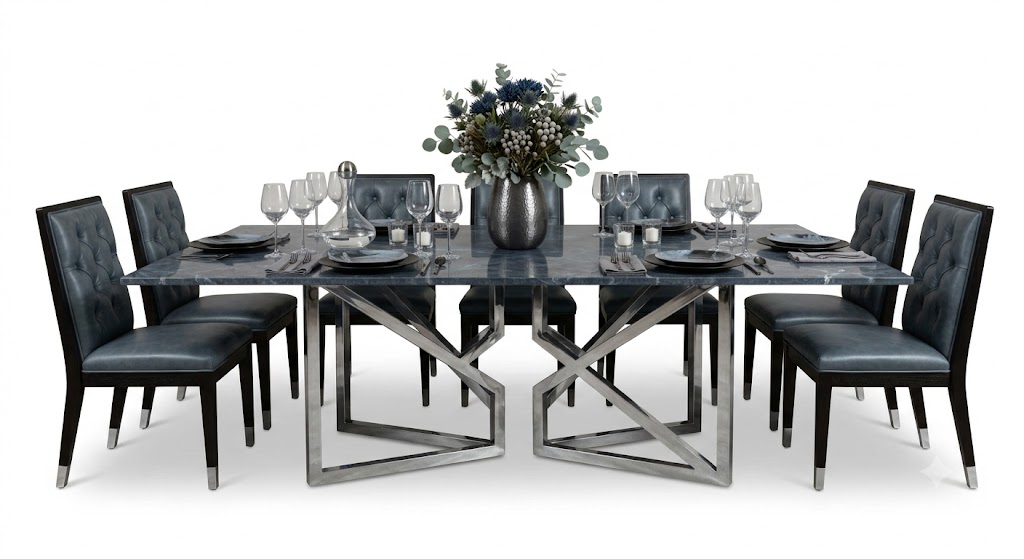 Glass and Steel Modern Table